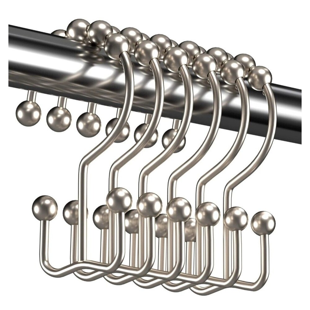 Titanker Shower Curtain Hooks Set of 12 Rustproof Metal Double Glide Rings